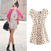 Vestido Estampado com Pássaros