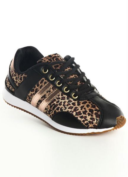 Tênis Feminino Preto Estampa Onça