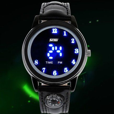 Relógio de Pulso Marcador de Hora LED Azul