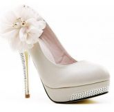 Sapato Salto Alto com Flor Decorativa