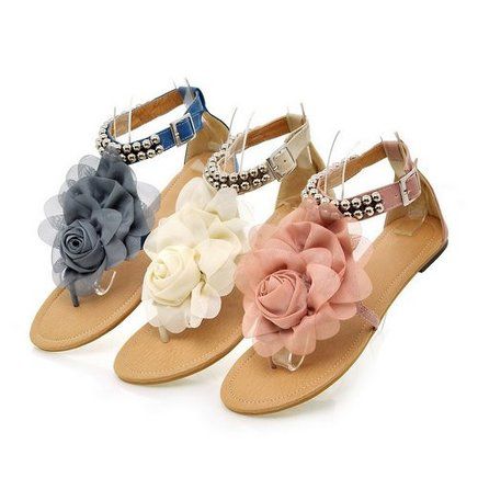 Sandália Elegante com Flor – 3 Cores