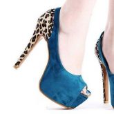 Sapato Peep Toe Camurça - Leopardo