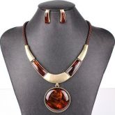 Conjunto Colar Redondo + Brincos Banhado a Ouro - 5 Cores