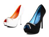 Sapato Peep Toe Com Strass