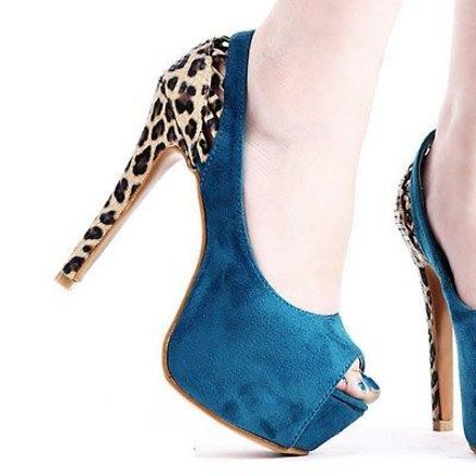 Sapato Peep Toe Camurça - Leopardo