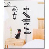 Adesivo De Parede - Gato e Placas