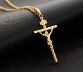 Colar Cruz Inri Banhado a Ouro 18K
