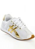 Tênis Feminino Branco e Dourado