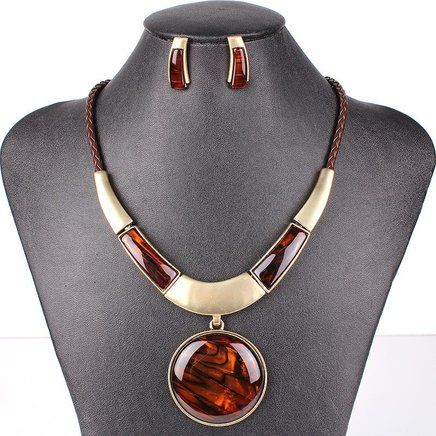 Conjunto Colar Redondo + Brincos Banhado a Ouro - 5 Cores
