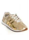 Tênis Feminino Bege e Dourado